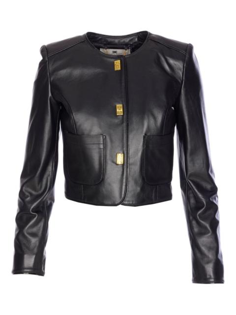hook-fastening leather jacket