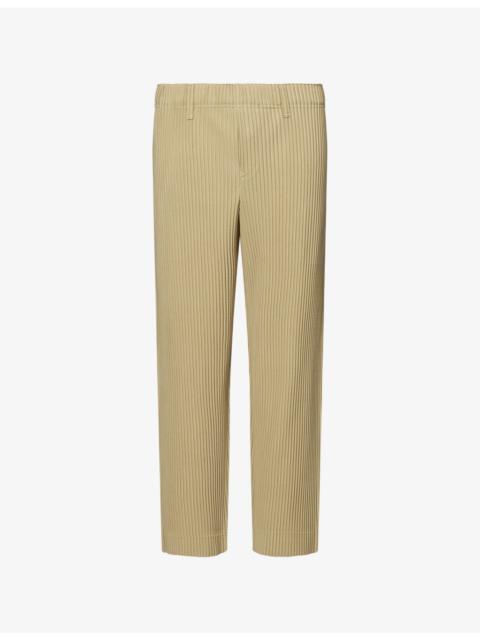 Straight-Leg Pleated Knit Trousers