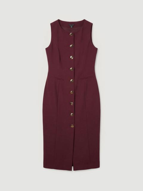 Plus Size Compact Essential Button Pencil Midi Dress