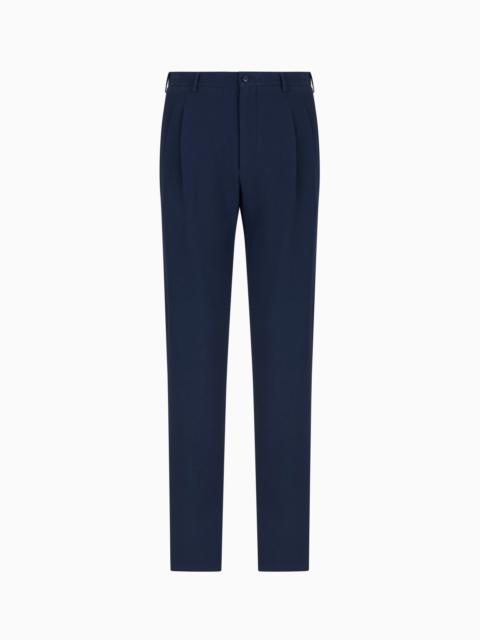 WOOL SEERSUCKER DOUBLE-PLEAT TROUSERS