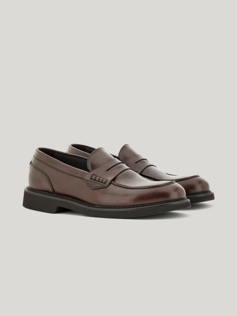 DARK BROWN CALFSKIN COLLEGE SHOES WITH ULTRALIGHT SOLE