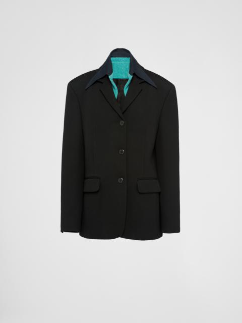 Single-breasted gabardine jacket with collar
