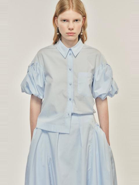 Cropped Bow Puff Sleeve Shirt
