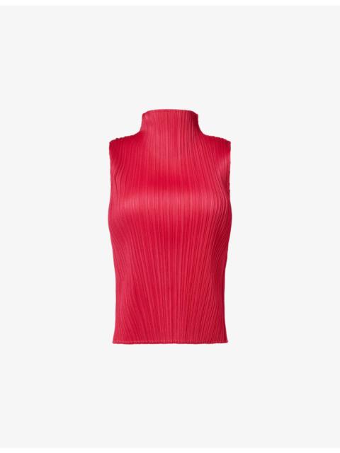 Mock-Neck Sleeveless Knit Top