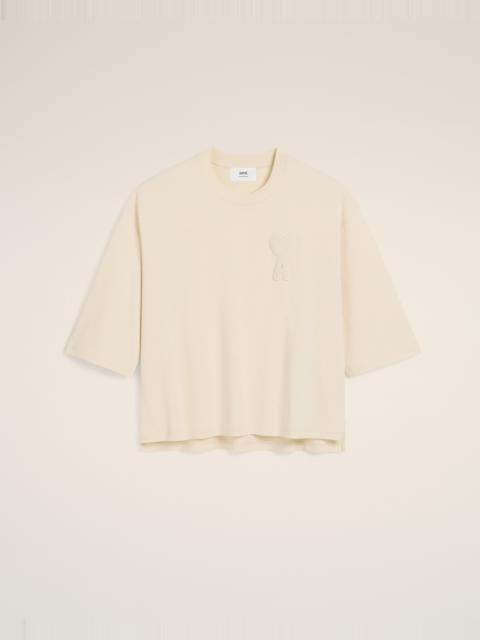 BEIGE COTTON AMI DE COEUR PATCH T-SHIRT