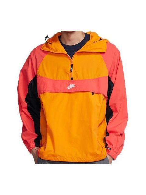 Nike Sportwear Retro Colorblock Loose Half Zipper hooded Pullover Woven Jacket Orange BV5386-873