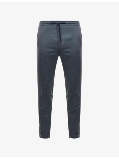 Drawstring-Waist Tapered-Leg Wool Trousers