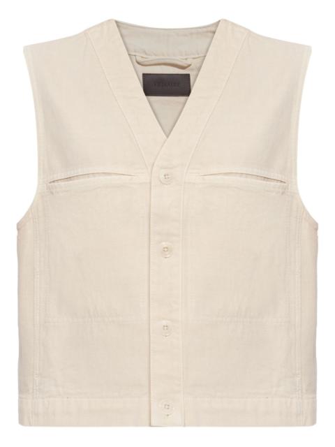 button-fastening sleeveless vest
