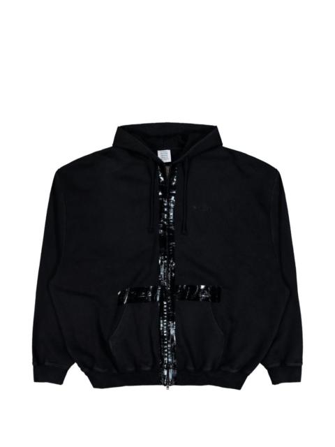 taped zip-up hoodie