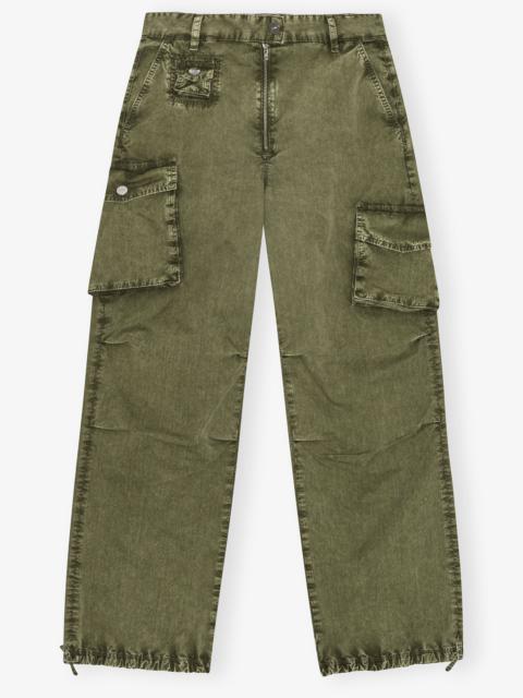 GREEN WASHED COTTON TWILL PANTS