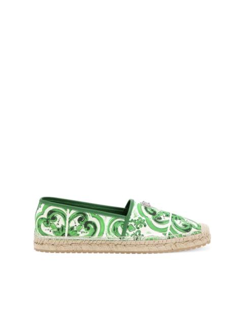 Majolica-print logo-plaque espadrilles