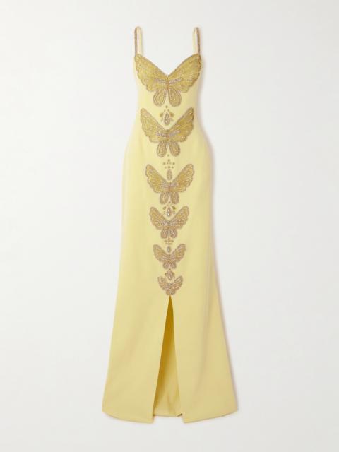 Embellished Silk-blend Crepe Gown