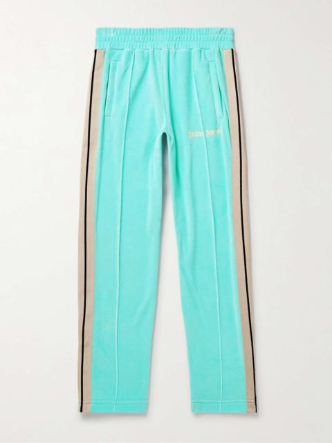 Tapered Logo-Embroidered Striped Cotton-Blend Chenille Track Pants