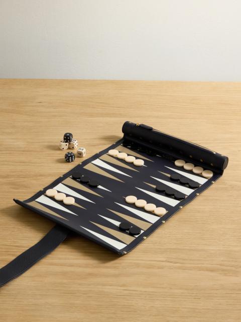 Panama Printed Textured-leather Backgammon Roll