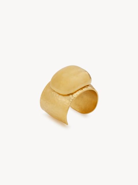 CABOCHON HAMMERED CUFF IN METAL