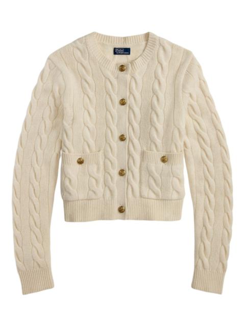 cable-knit button-down cardigan