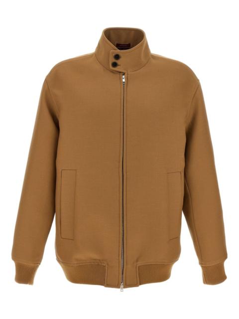 ribbed-knit high-neck jacket