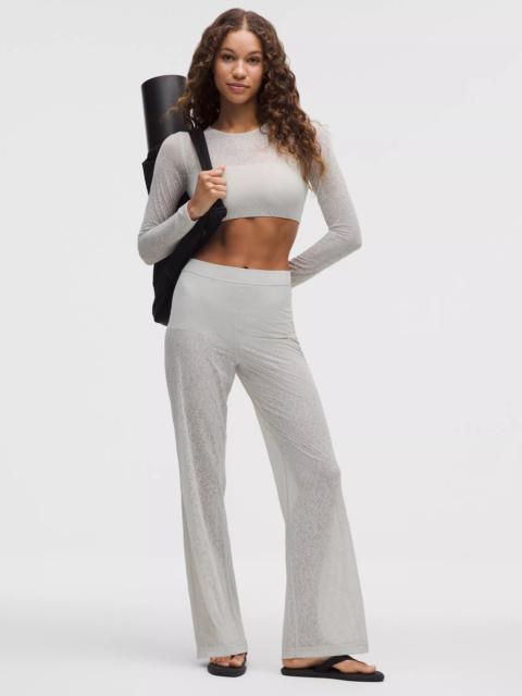 Paisley Lace Jacquard High-Rise Flared Pant