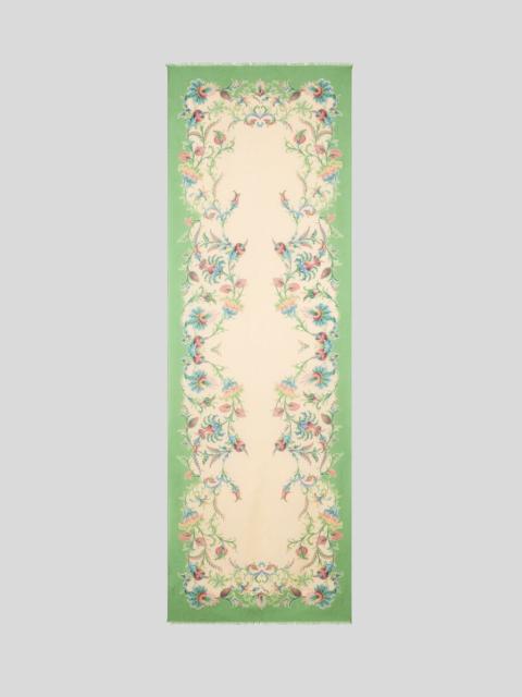 COTTON-BLEND JACQUARD SCARF WITH FLORAL MOTIF