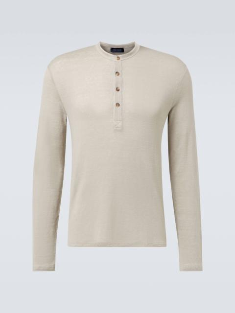 Linen-blend Henley shirt