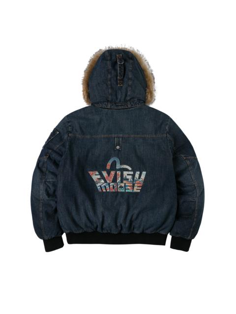 EVISU X MOOSE KNUCKLES Ukiyo-e Denim Bomber Down