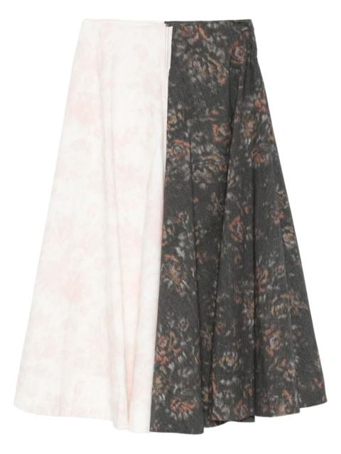 floral-print panelled skirt