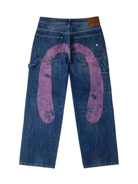 Washed and Distressed Daicock Print Relax Fit Jeans