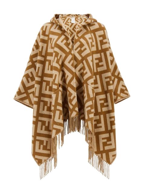 FF-jacquard cashmere poncho