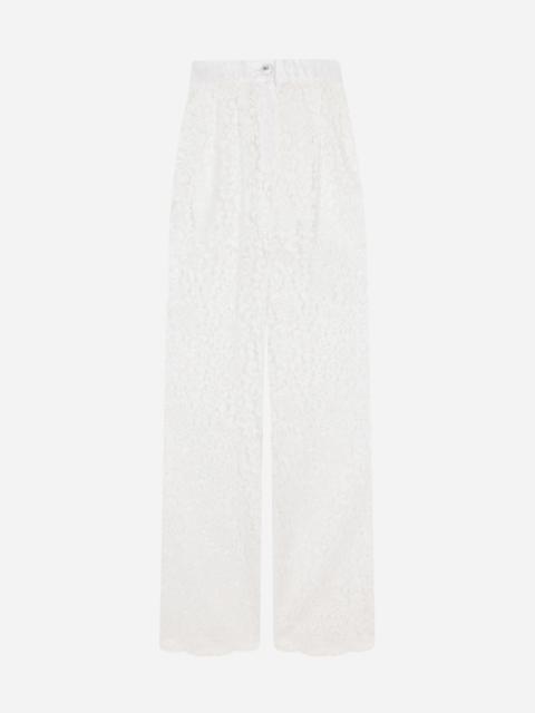 Flared floral cordonetto lace pants