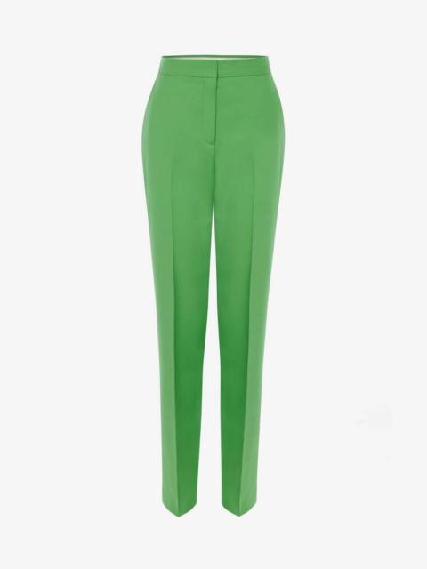 Women's Long Cigarette Trousers in Acid Green