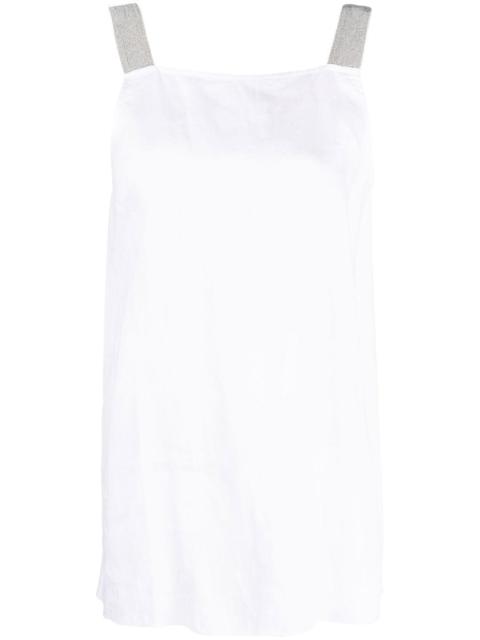 metallic strap linen top