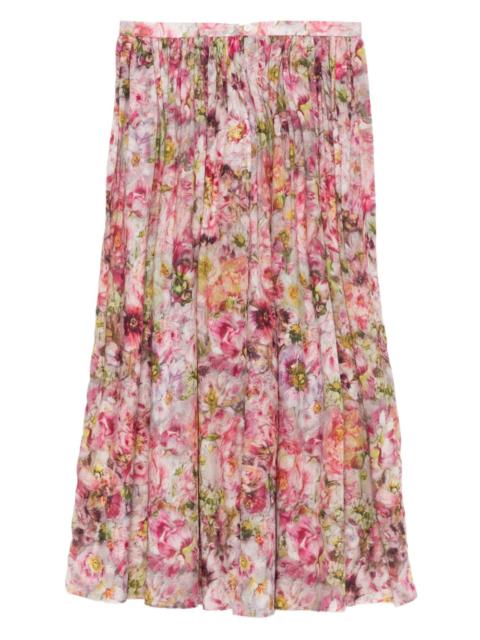 floral-print pleated skirt