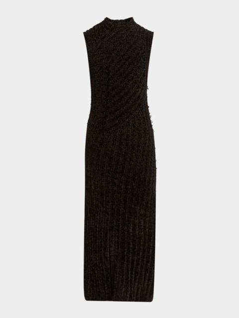 Ribbed Chenille Sleeveless Midi Dress
