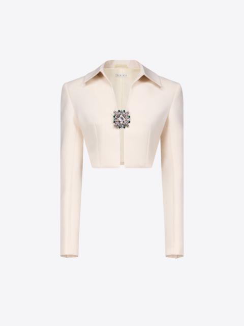 CRYSTAL BROOCH CROPPED JACKET