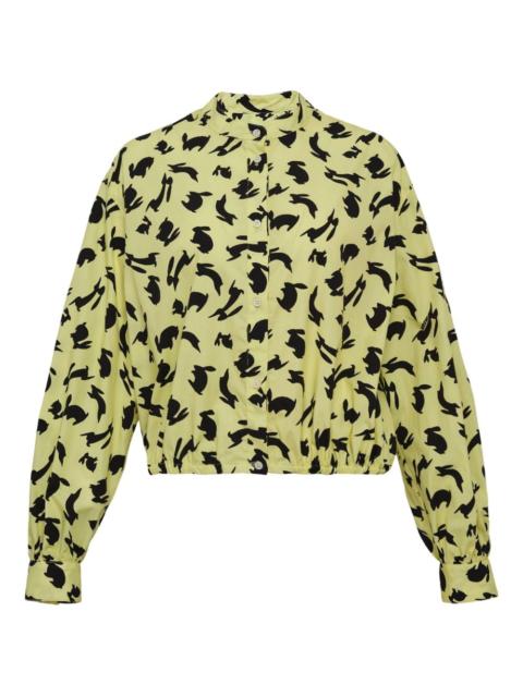 rabbit-print button-up blouse