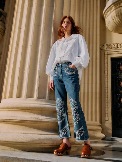 Denim Cornely Embroidered Cropped Pants