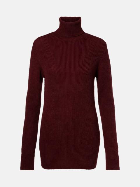 Ribbed-knit wool turtleneck sweater