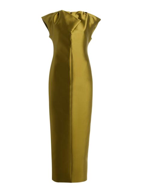 Exclusive Peel Silk-Wool Maxi Sheath Dress green