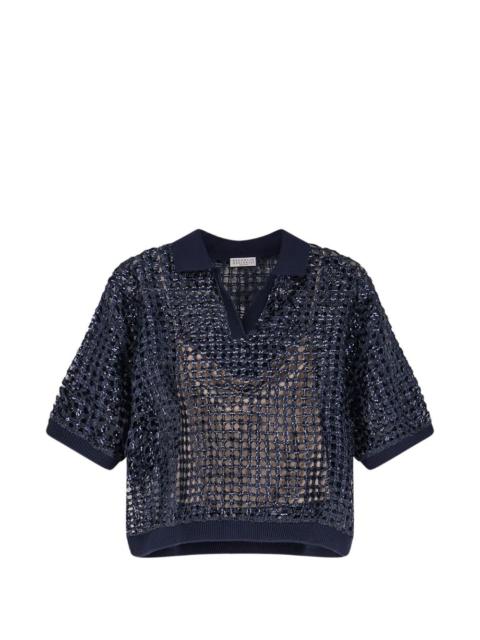 sequin-embellished knit top