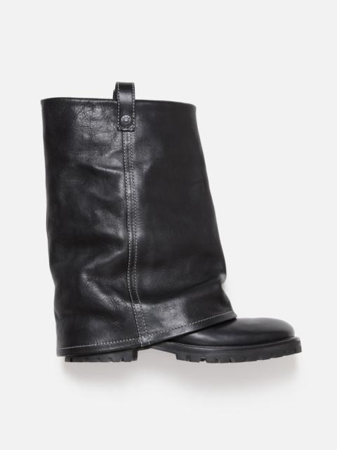 Folded leather boot - Black
