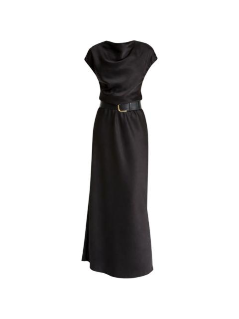 cowl-neck belt dress