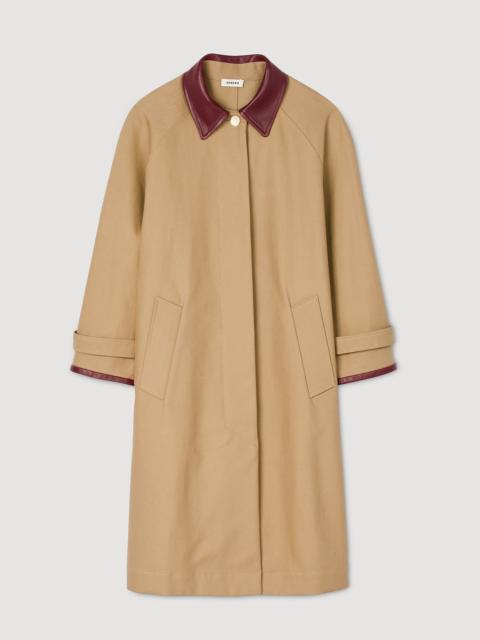 TRENCH COAT WITH LEATHER COLLAR