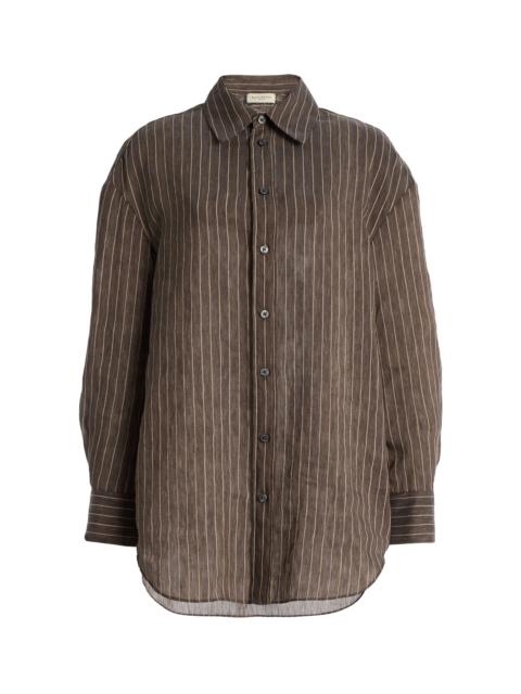 Dani Pinstriped Linen-Blend Shirt grey