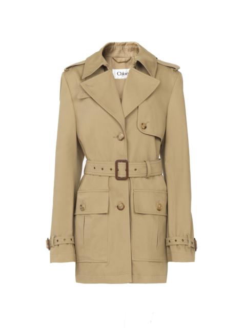 SHORT TRENCH COAT IN COTTON SATIN