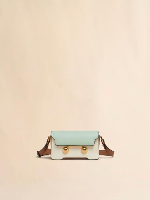 GREEN CREAM AND BROWN LEATHER TRUNKAROO MINI SHOULDER BAG