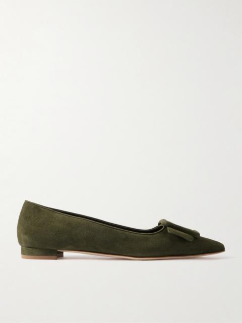 Maysale Buckled Suede Point-toe Flats