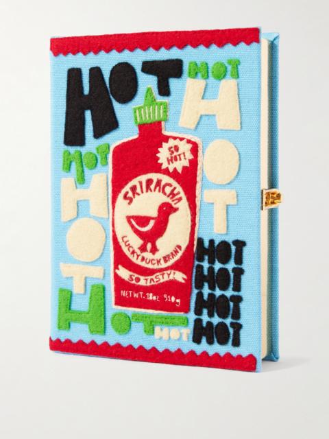 Sriracha Embroidered Appliquéd Cotton, Wool And Silk-blend Canvas Clutch