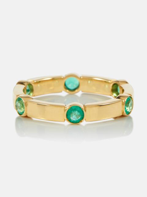 Stepping Stone 18kt yellow gold ring with emeralds