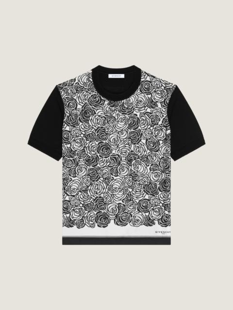 T-SHIRT IN COTTON KNIT WITH FLOWERS PRINT