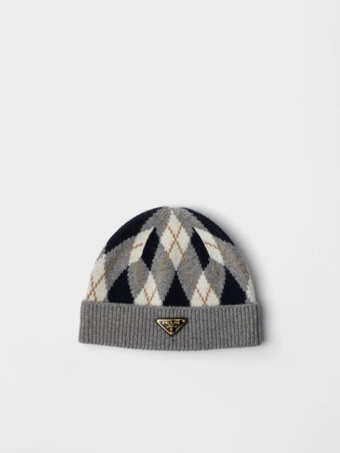 Argyle knit beanie